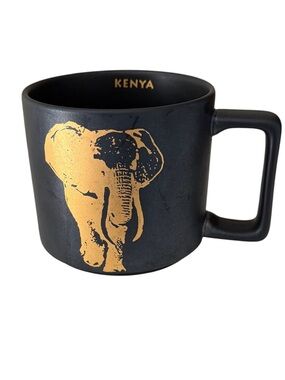 Starbucks 2016 Kenya Elephant Mug 14 Oz Black Gold Matte African